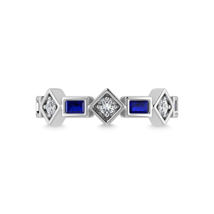 14K White Gold Blue Sapphire & Diamond 7/8 Ct.Tw. Band