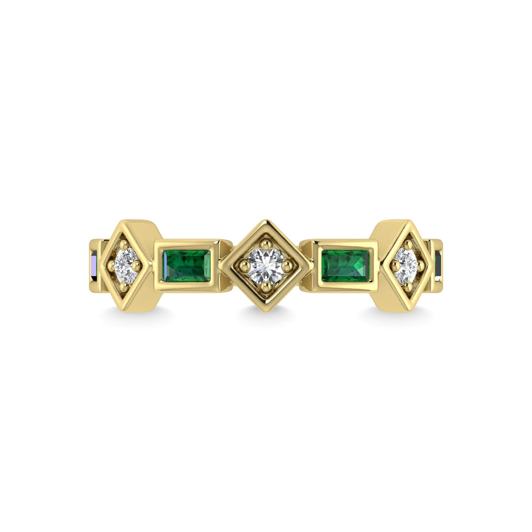 14K Yellow Gold Emerald & Diamond 3/4 Ct.Tw. Band