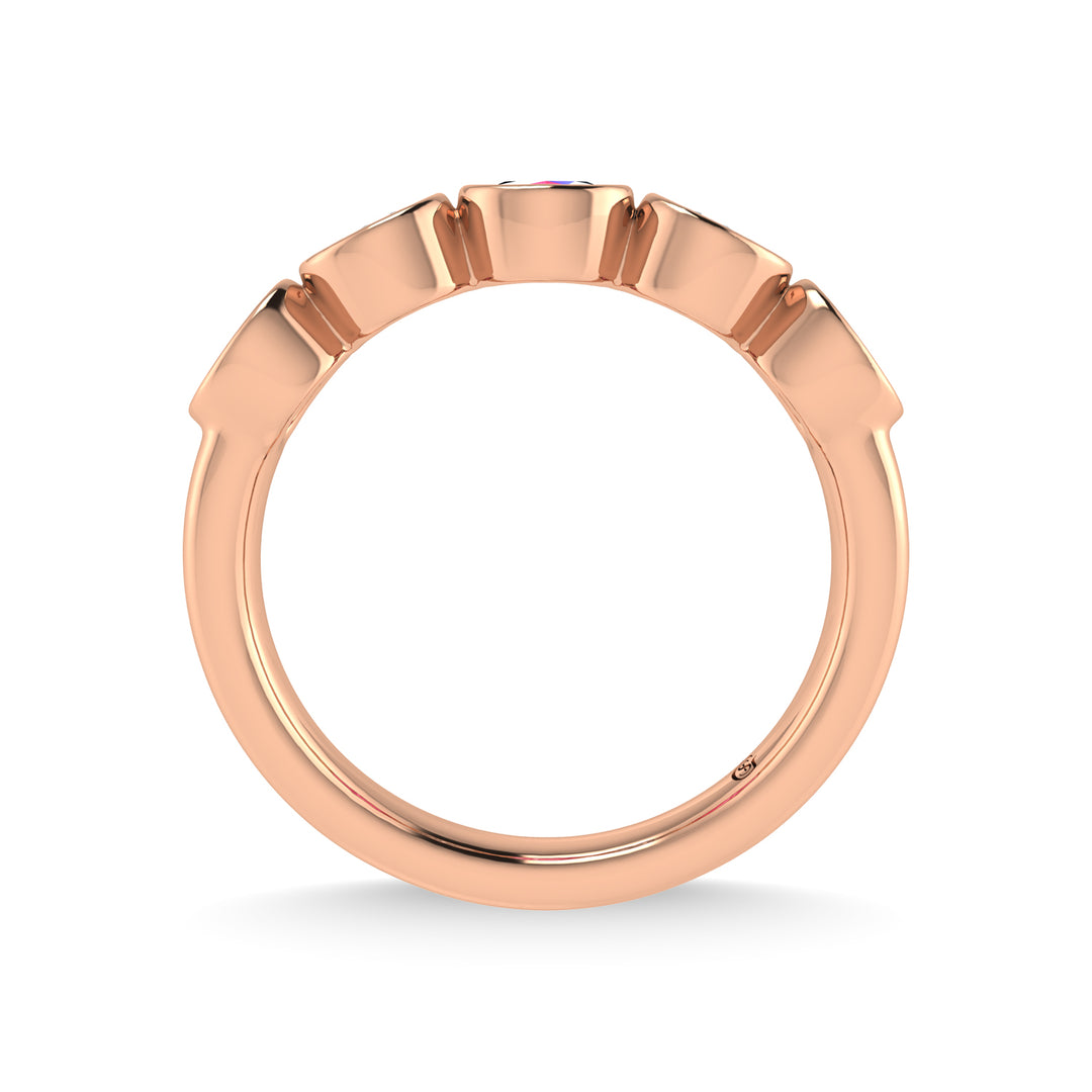 14K Rose Gold Diamond and Pink Sapphire 1 Ct.Tw. Stackable Band