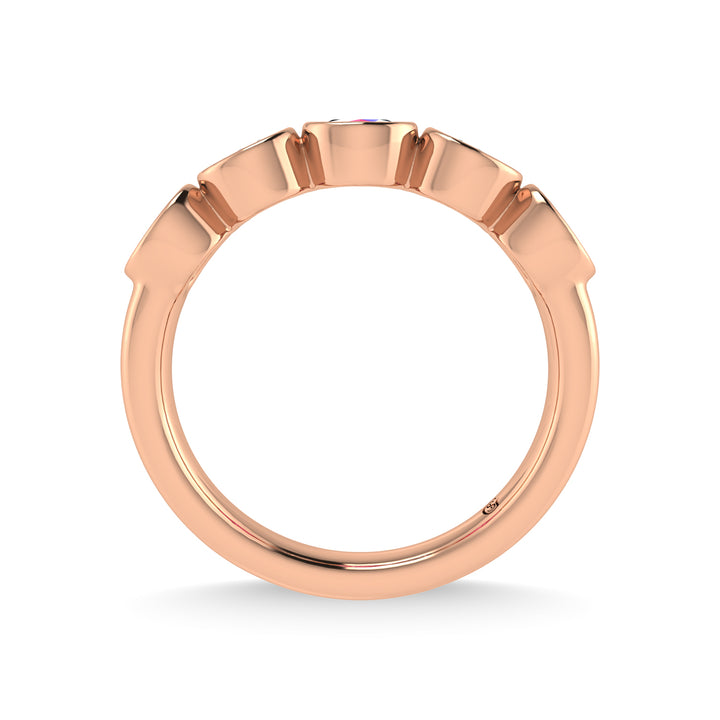 14K Rose Gold Diamond and Pink Sapphire 1 Ct.Tw. Stackable Band