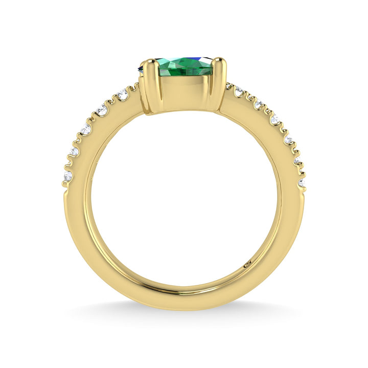 14K Yellow Gold Diamond and Emerald 1 1/3 Ct.Tw. Stackable Band