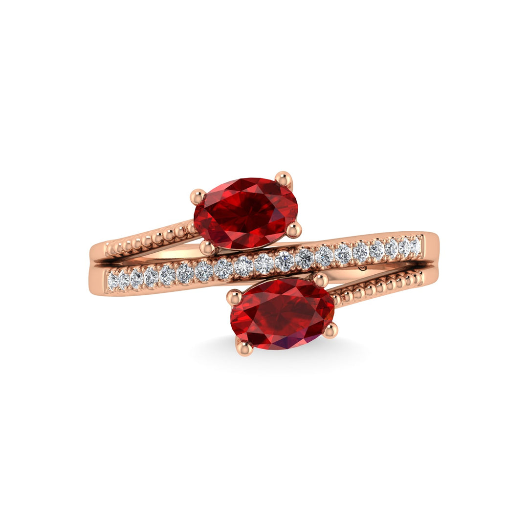 14K Rose Gold Diamond and Ruby 1 1/3 Ct.Tw. Stackable Band