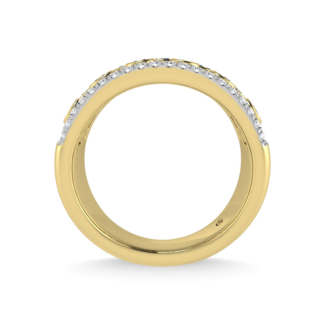 14K Yellow Gold Diamond and Emerald 1/2 Ct.Tw. Fashion Ring