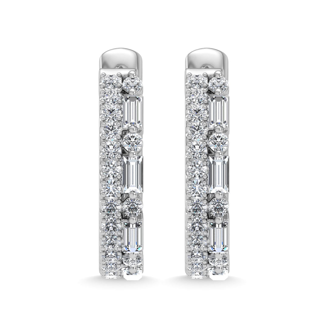 14K White Gold Diamond 5/8 Ct.Tw. Hoop Earrings