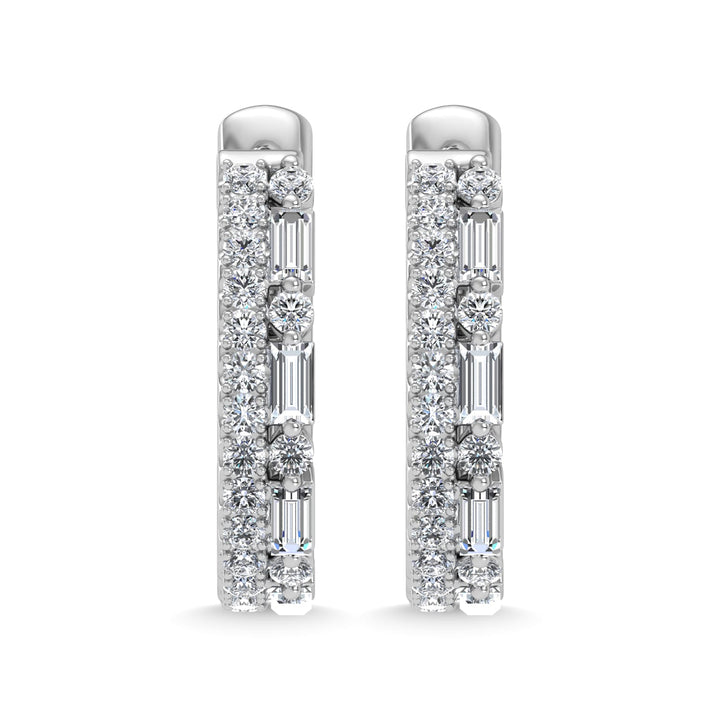 14K White Gold Diamond 5/8 Ct.Tw. Hoop Earrings