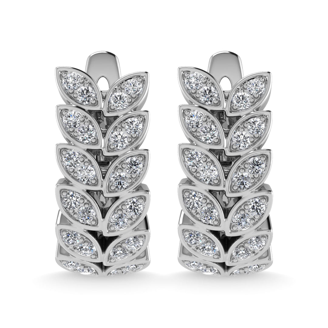 14K White Gold Diamond 1/2 Ct.Tw. Hoop Earrings
