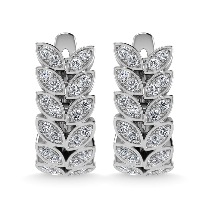 14K White Gold Diamond 1/2 Ct.Tw. Hoop Earrings