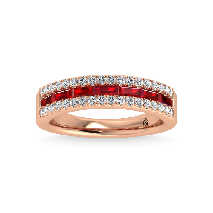 14K Rose Gold Diamond and Ruby 1 1/8 Ct.Tw. Fashion Ring
