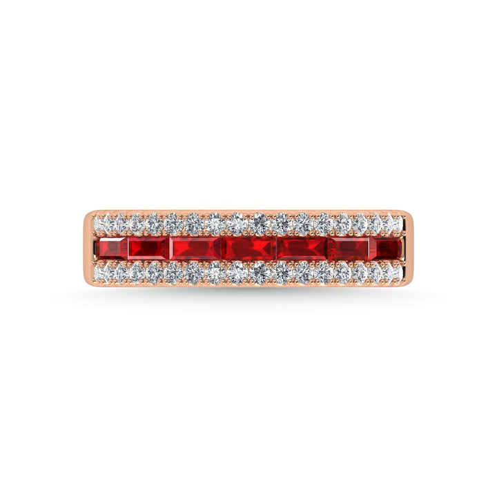14K Rose Gold Diamond and Ruby 1 1/8 Ct.Tw. Fashion Ring