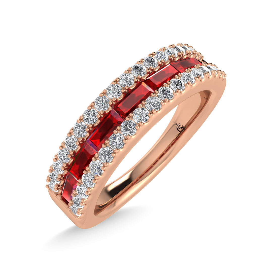 14K Rose Gold Diamond and Ruby 1 1/8 Ct.Tw. Fashion Ring