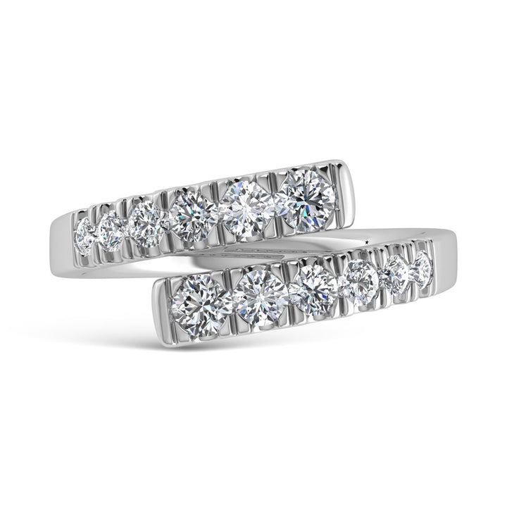 14K White Gold  7/8 Ct.Tw. Cross Over Band