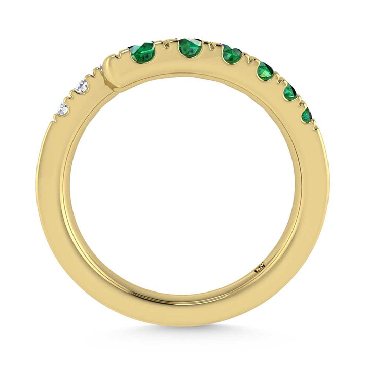 14K Yellow Gold Diamond 3/4 Ct.Tw. And Emerald Band