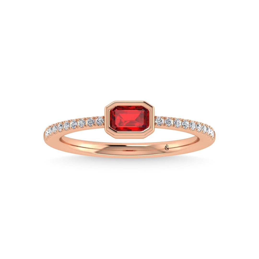 14K Rose Gold Diamond 3/8 Ct.Tw. And Ruby Ring
