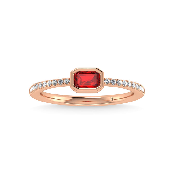 14K Rose Gold Diamond 3/8 Ct.Tw. And Ruby Ring