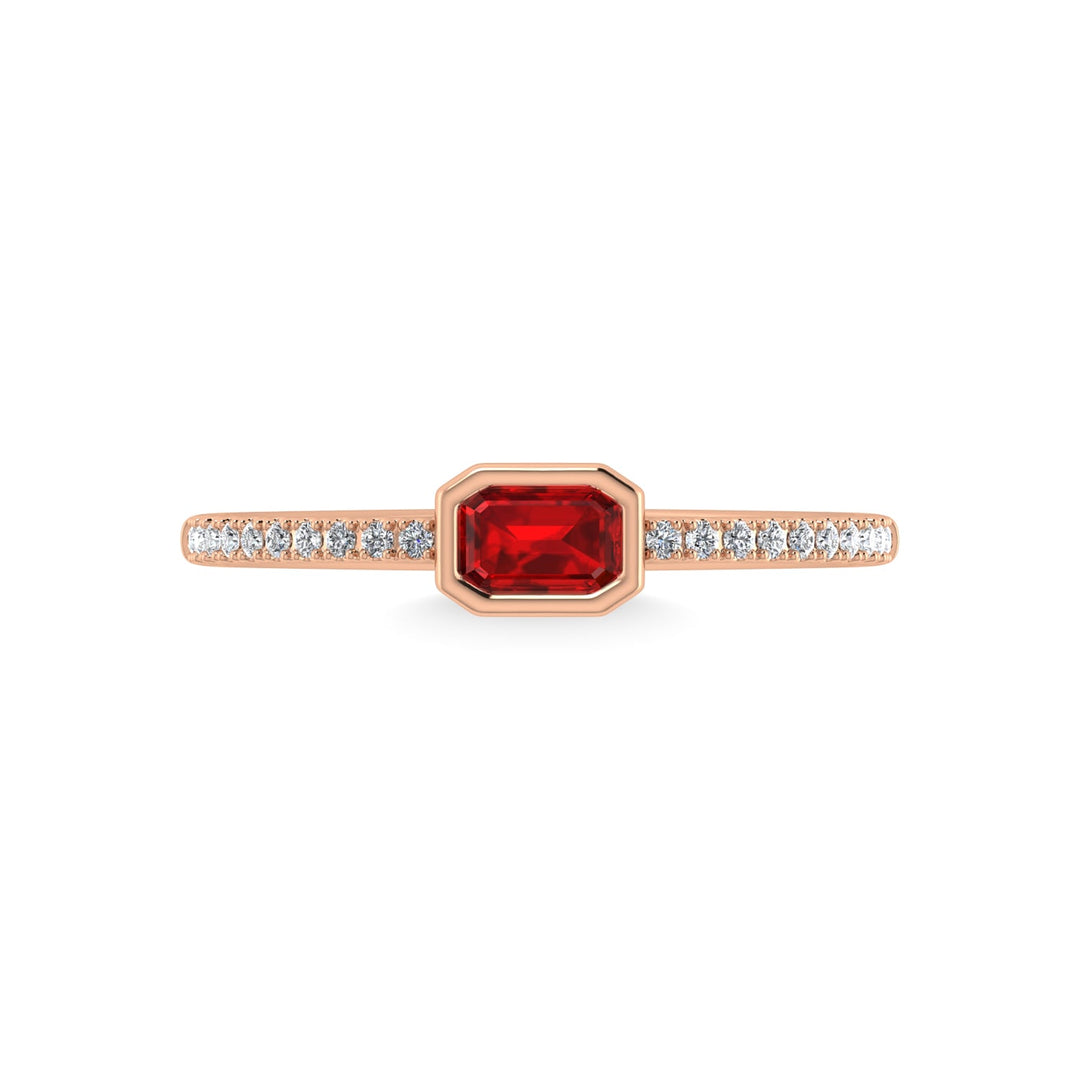 14K Rose Gold Diamond 3/8 Ct.Tw. And Ruby Ring