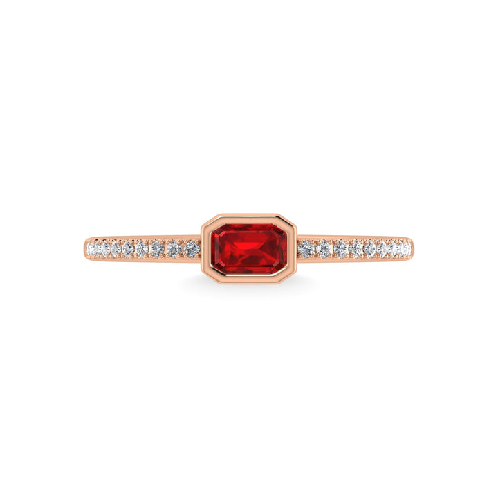14K Rose Gold Diamond 3/8 Ct.Tw. And Ruby Ring