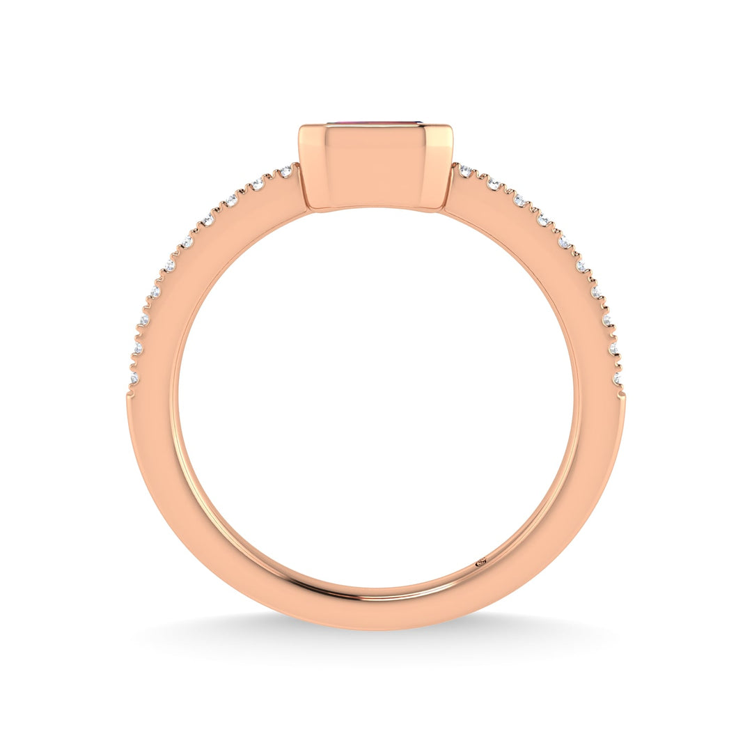 14K Rose Gold Diamond 3/8 Ct.Tw. And Ruby Ring