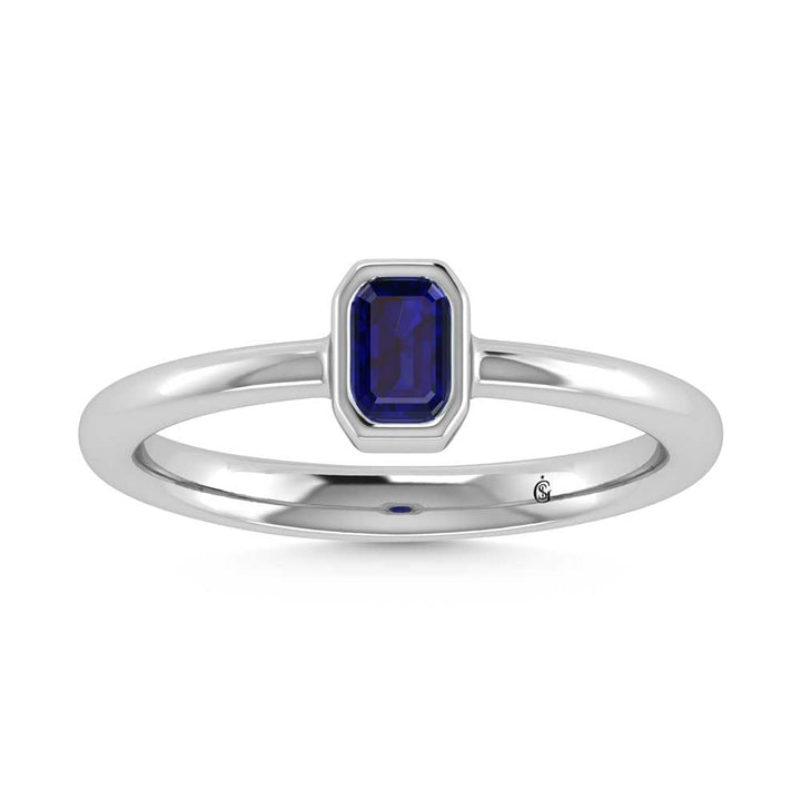 14K White Gold Diamond 1/3 Ct.Tw. And Blue Sapphire Fashion Ring
