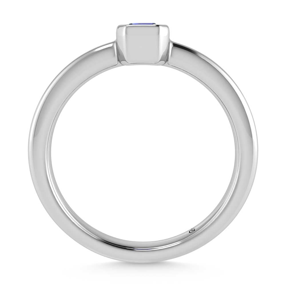 14K White Gold Diamond 1/3 Ct.Tw. And Blue Sapphire Fashion Ring