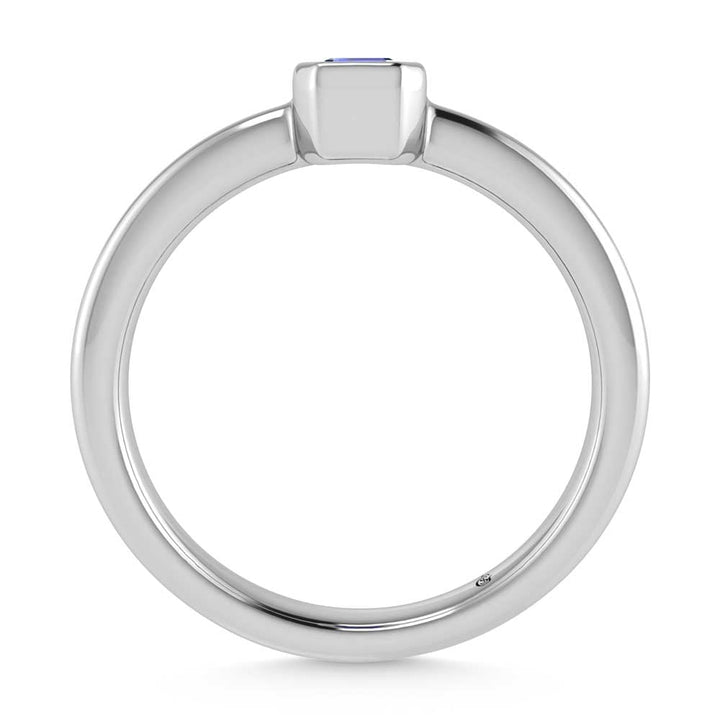 14K White Gold Diamond 1/3 Ct.Tw. And Blue Sapphire Fashion Ring