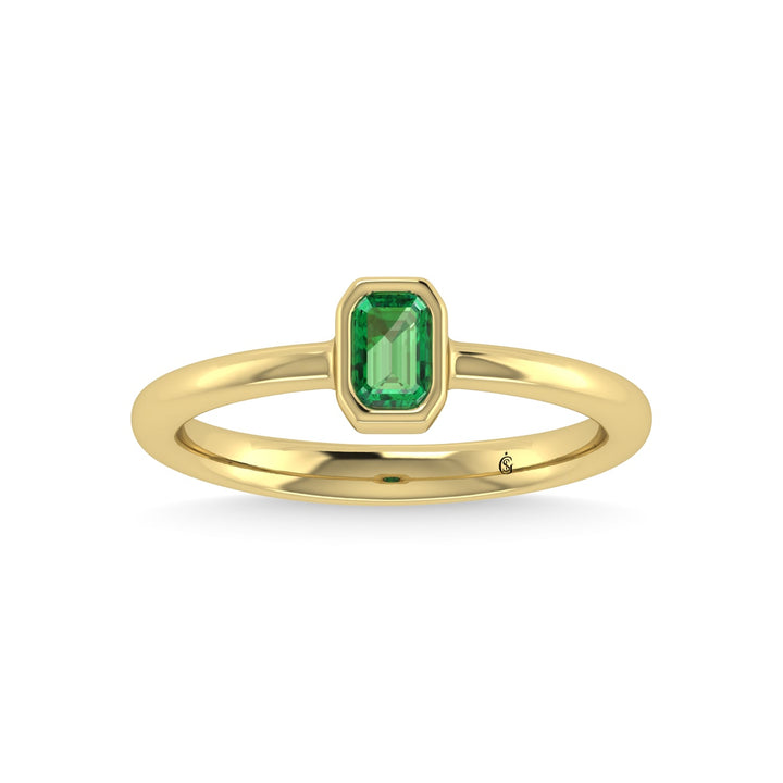 14K Yellow Gold Diamond 1/3 Ct.Tw. And Emerald Fashion Ring