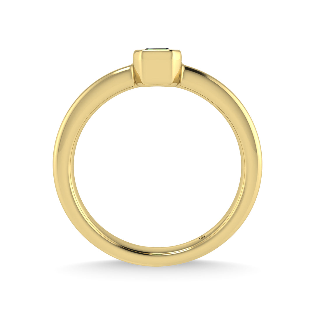 14K Yellow Gold Diamond 1/3 Ct.Tw. And Emerald Fashion Ring