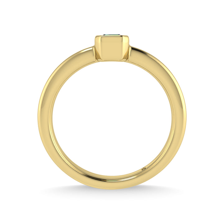 14K Yellow Gold Diamond 1/3 Ct.Tw. And Emerald Fashion Ring