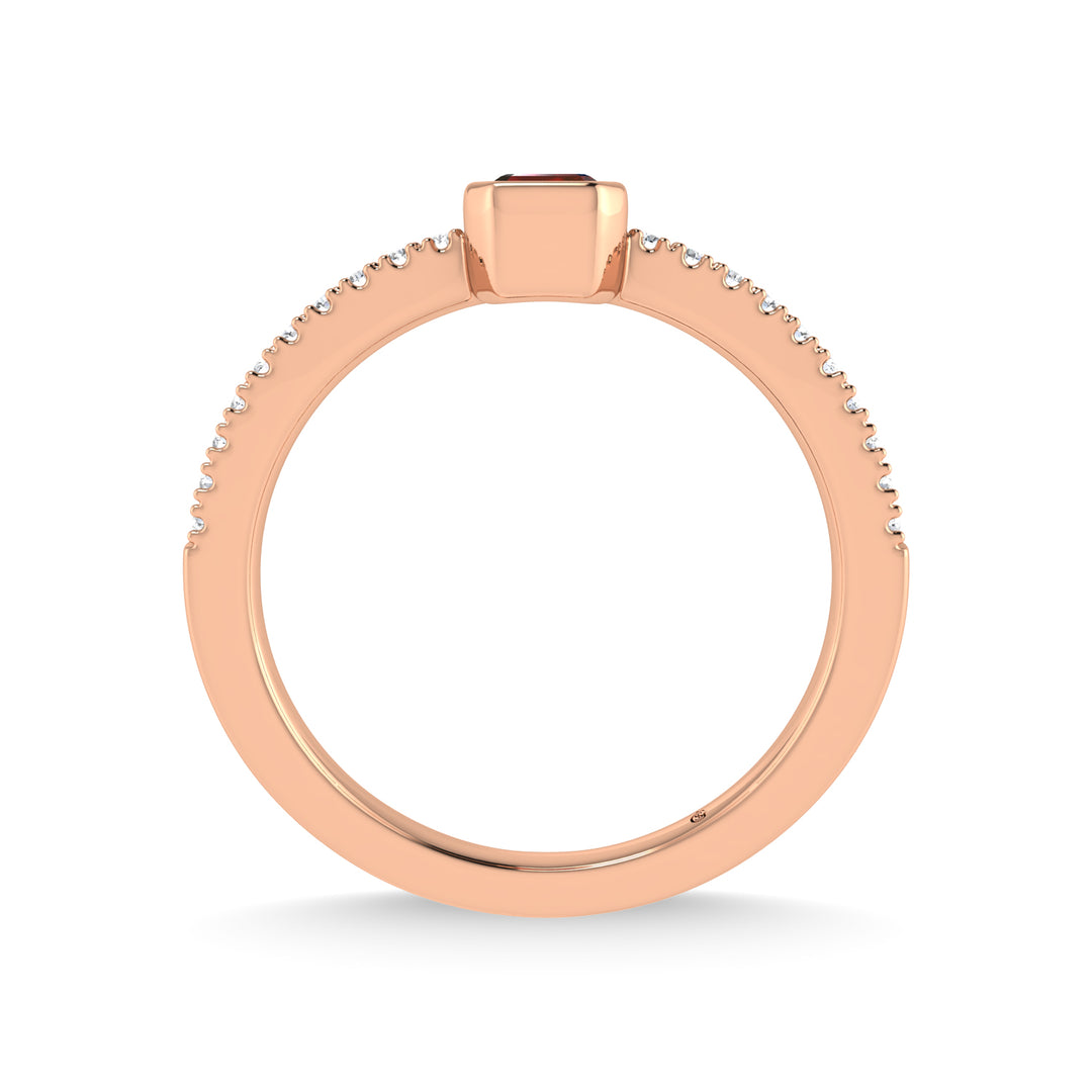 14K Rose Gold Diamond 3/8 Ct.Tw. And Ruby Fashion Ring