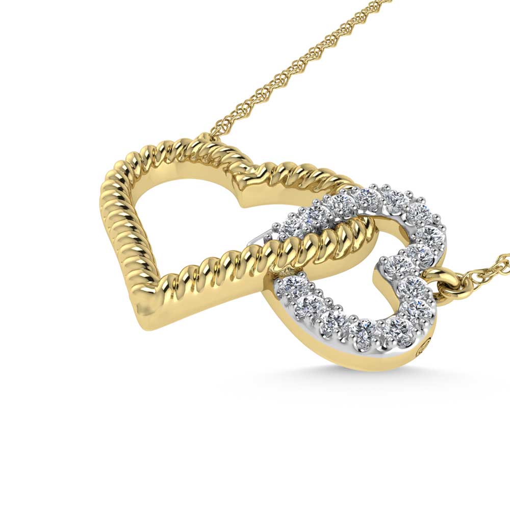 10K Two Tone Diamond 1/20 Ct.Tw. Heart Necklace