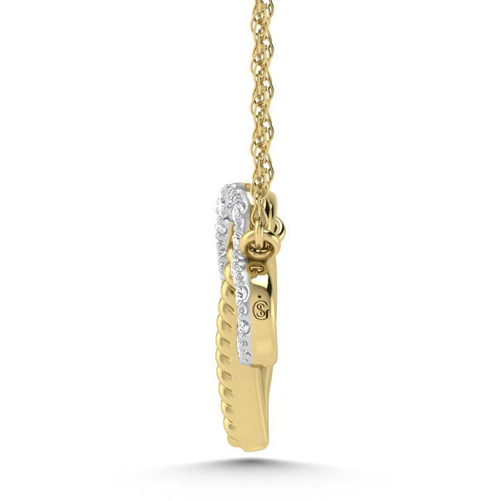 10K Two Tone Diamond 1/20 Ct.Tw. Heart Necklace