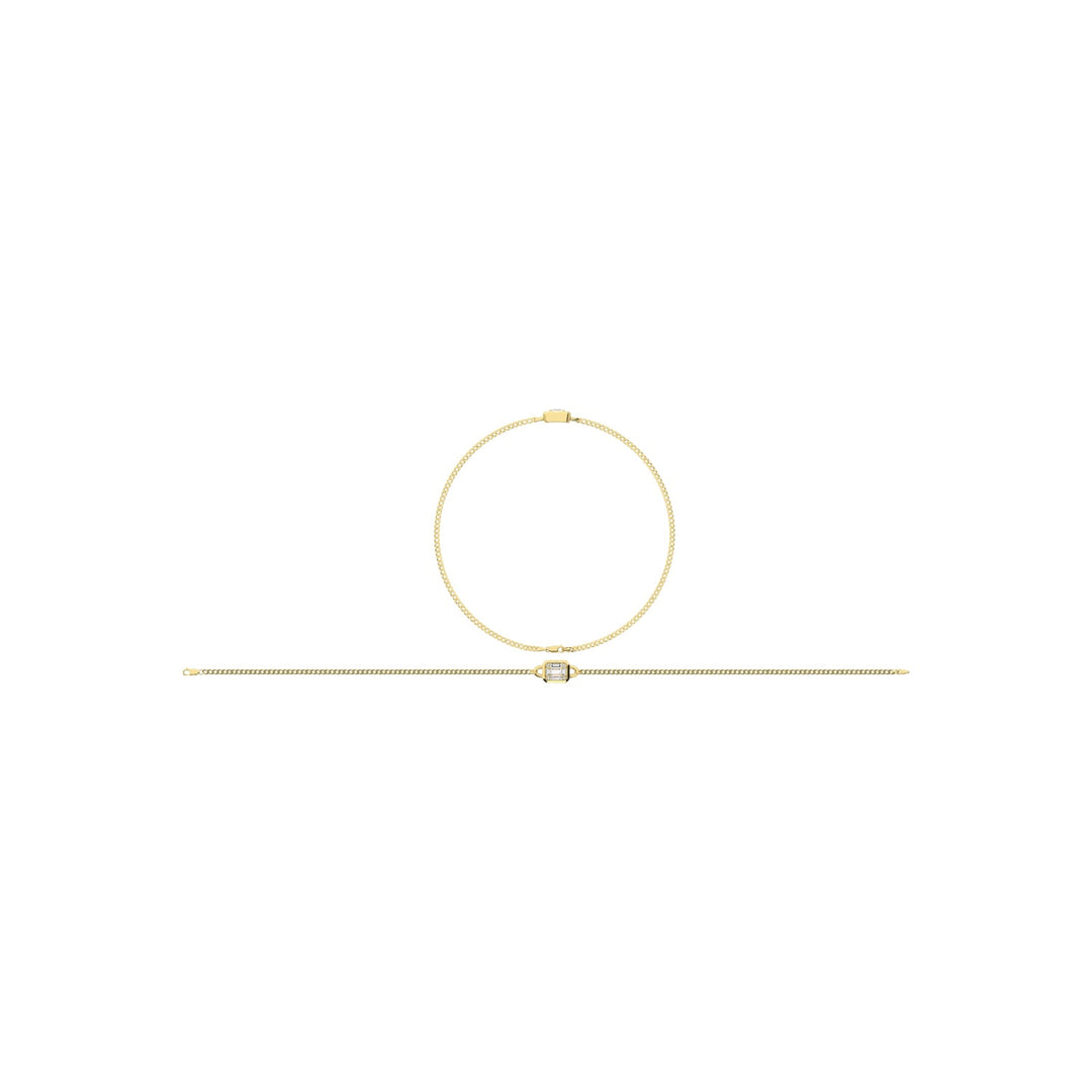 14K Yellow Gold Diamond 1/6 Ct.Tw. Cuban Bracelet