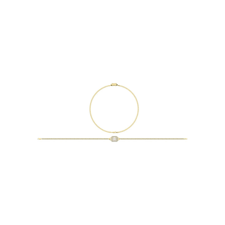 14K Yellow Gold Diamond 1/4 Ct.Tw. Cuban Bracelet