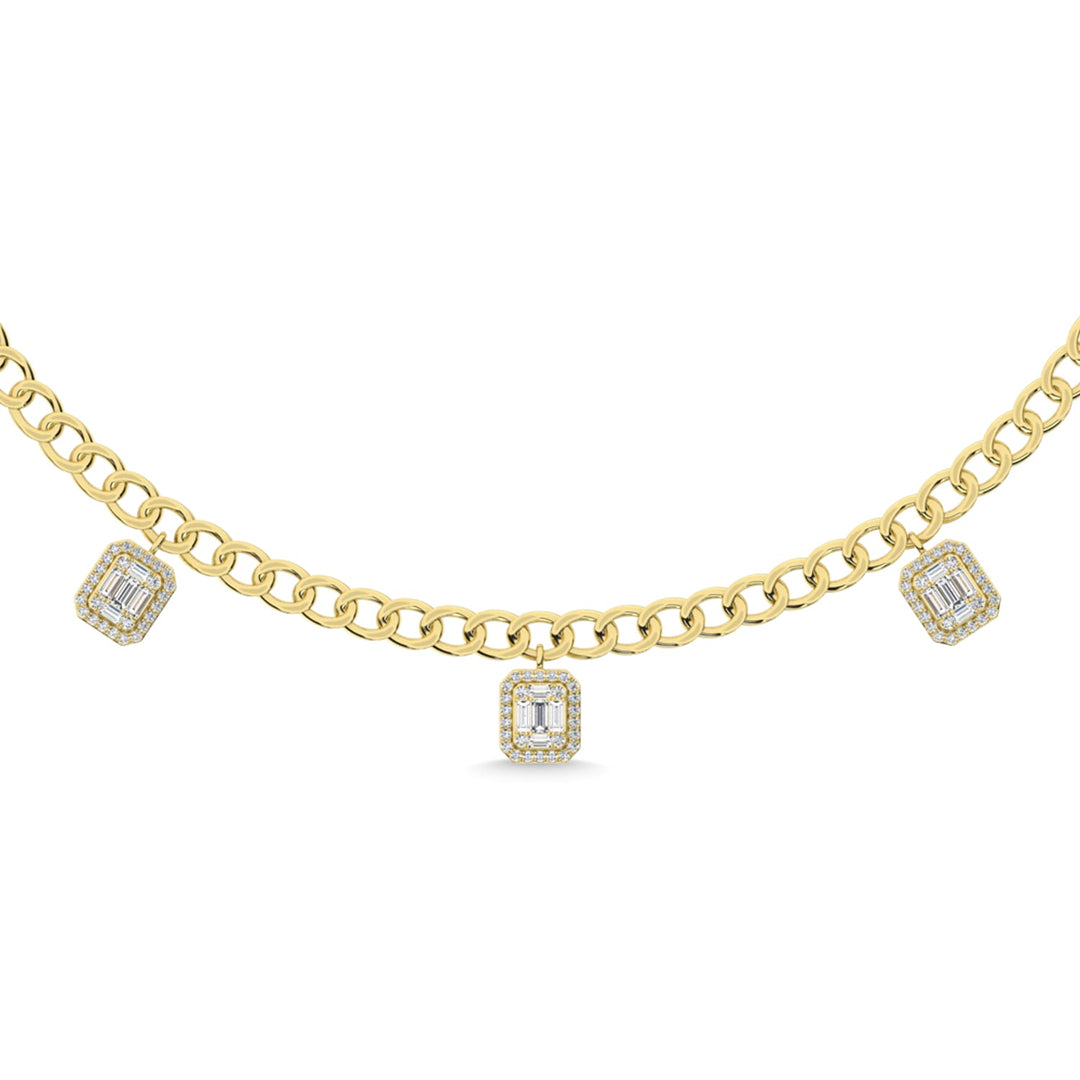 14K Yellow Gold Diamond 1 1/4 Ct.Tw. Cuban Necklace