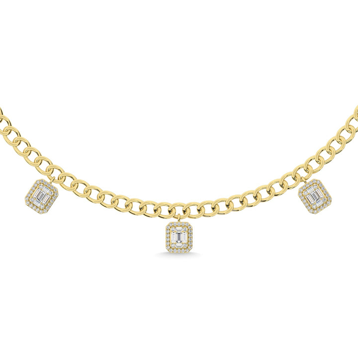14K Yellow Gold Diamond 1 1/4 Ct.Tw. Cuban Necklace