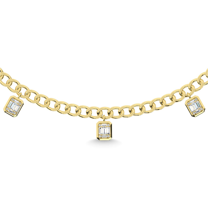14K Yellow Gold Diamond 3/4 Ct.Tw. Cuban Necklace
