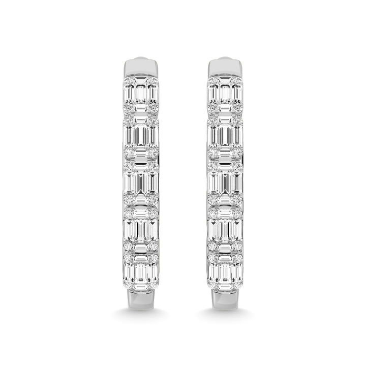 14K White Gold Diamond 2 Ct.Tw. Hoop Earrings