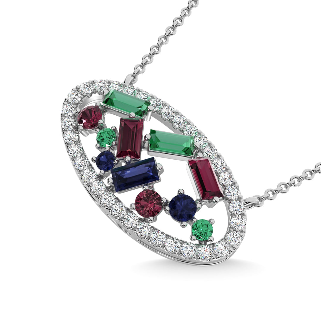 14K White Gold Diamond 7/8 Ct.Tw. Gemstone Pendant