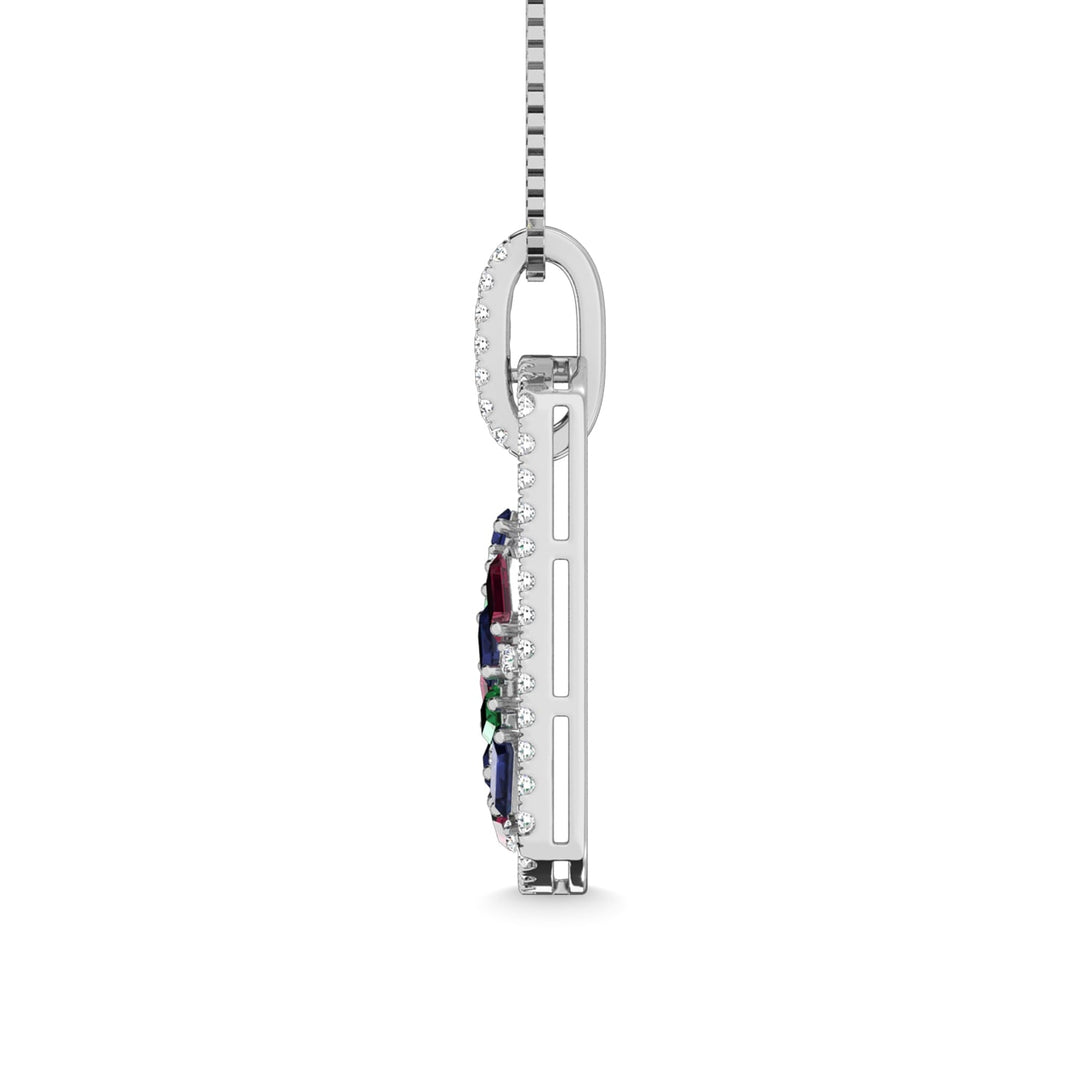 14K White Gold Diamond 1 1/2 Ct.Tw. Gemstone Pendant