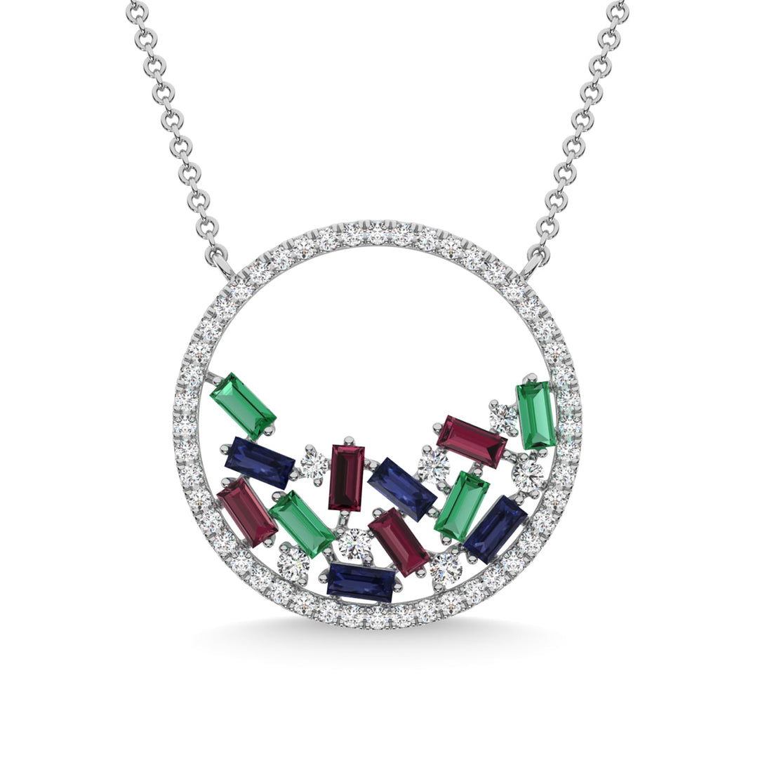 14K White Gold Diamond 1 1/2 Ct.Tw. Gemstone Pendant