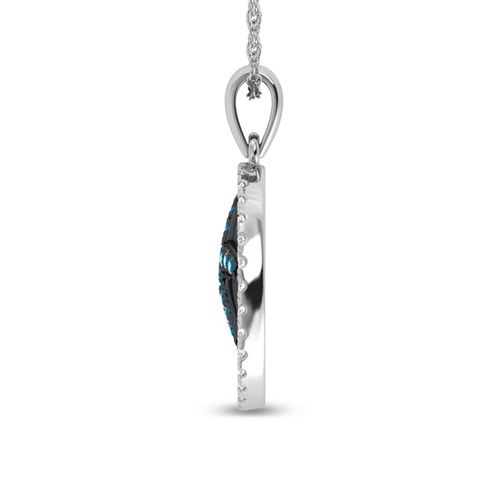 14K White Gold Diamond 1/2 Ct.Tw. And Blue Sapphire Starfish Pendant