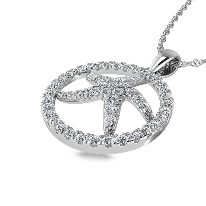 14K White Gold Diamond 1/2 Ct.Tw. Starfish Pendant
