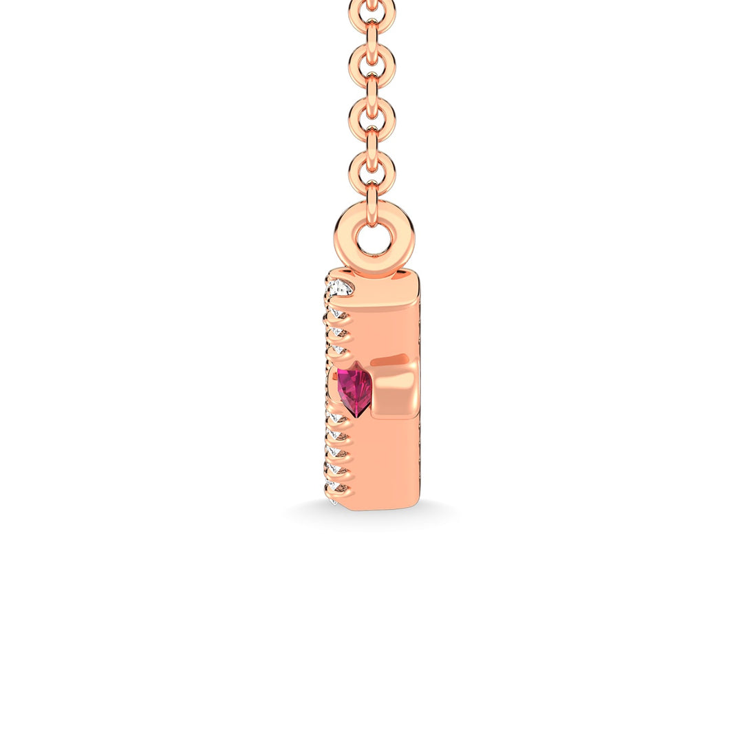 14K Rose Gold Diamond 1/5 Ct.Tw. And Ruby Necklace