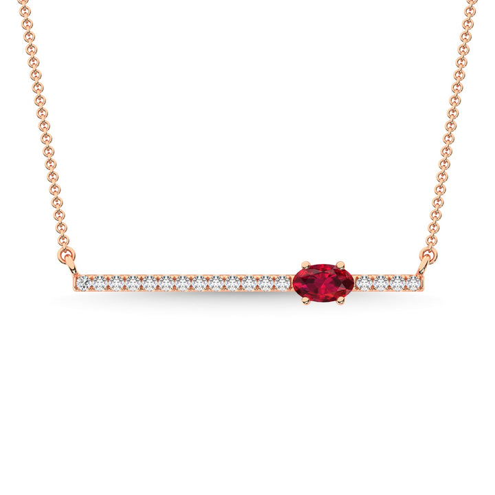14K Rose Gold Diamond 1/2 Ct.Tw. And Ruby Necklace