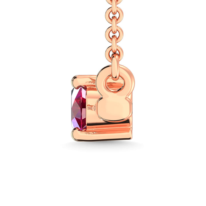 14K Rose Gold Diamond 1/2 Ct.Tw. And Ruby Necklace