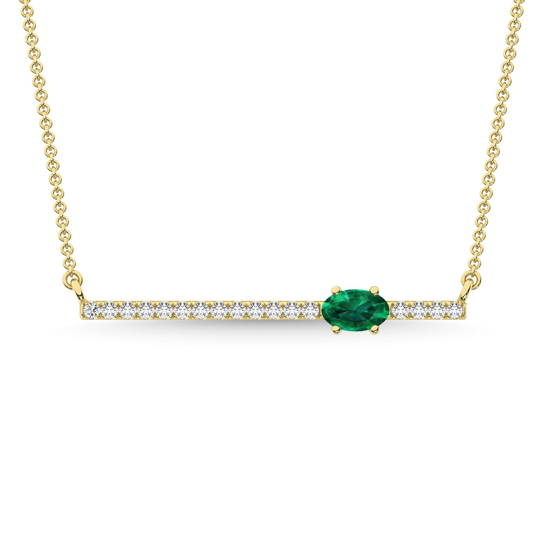 14K Yellow Gold Diamond 3/8 Ct.Tw. And Blue Sapphire Necklace