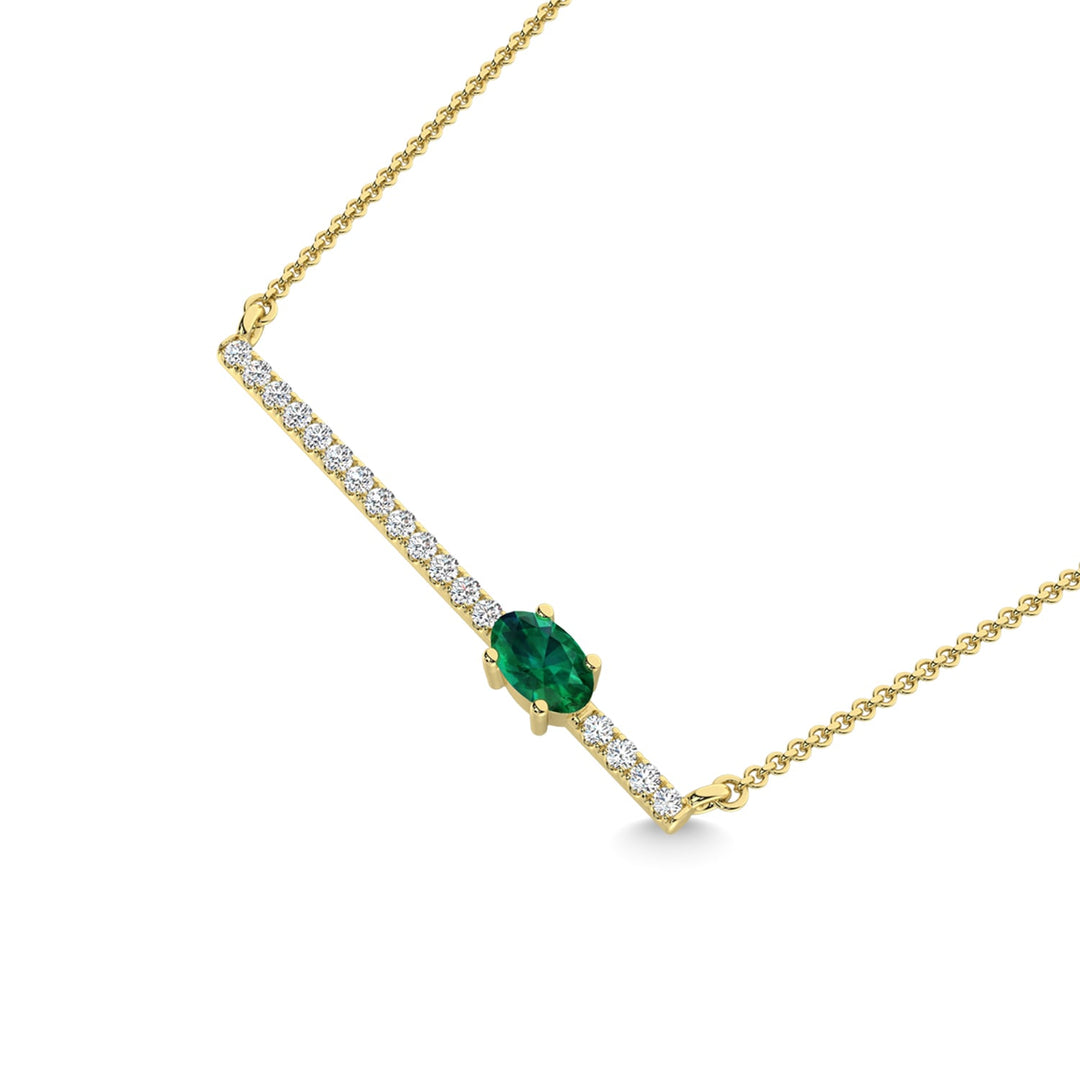14K Yellow Gold Diamond 3/8 Ct.Tw. And Blue Sapphire Necklace