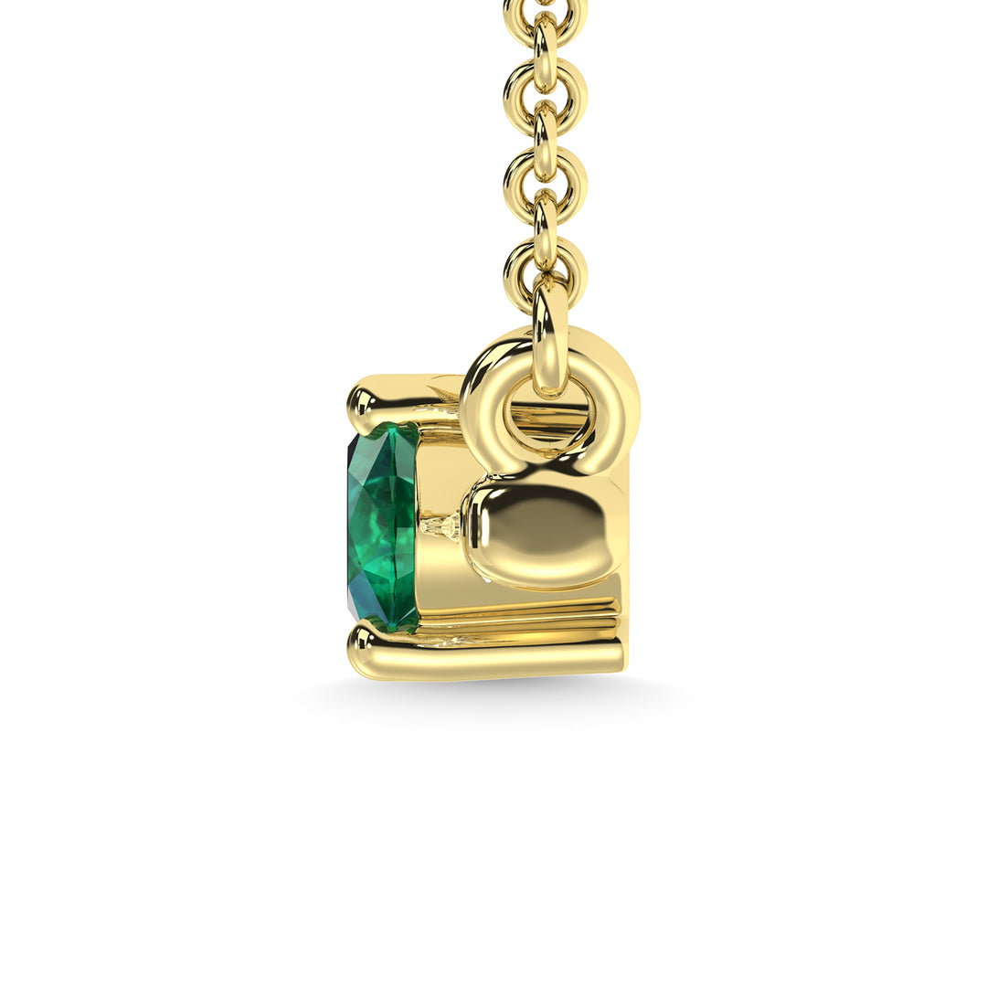 14K Yellow Gold Diamond 3/8 Ct.Tw. And Blue Sapphire Necklace