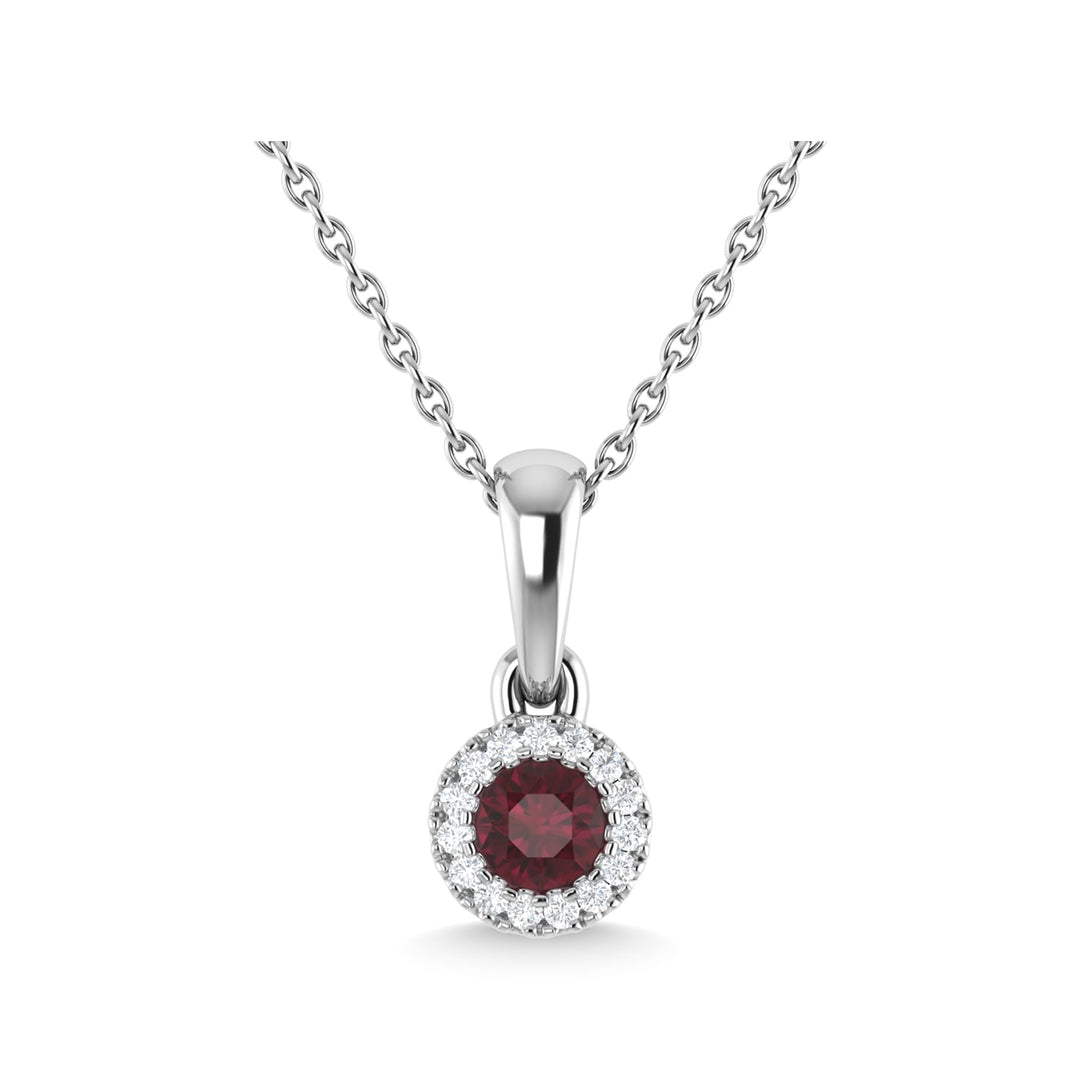 14K White Gold Ruby and Diamond 1/6 Ct.Tw. Fashion Pendant