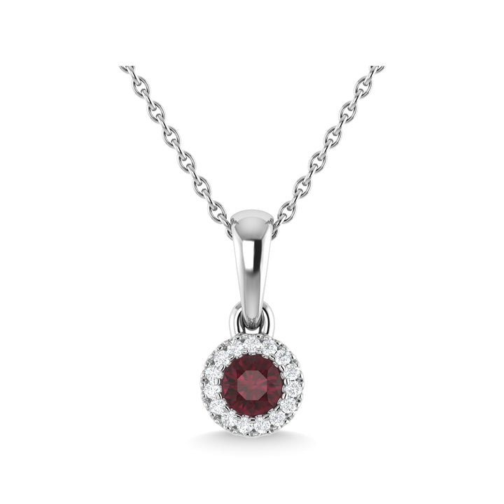 14K White Gold Ruby and Diamond 1/6 Ct.Tw. Fashion Pendant