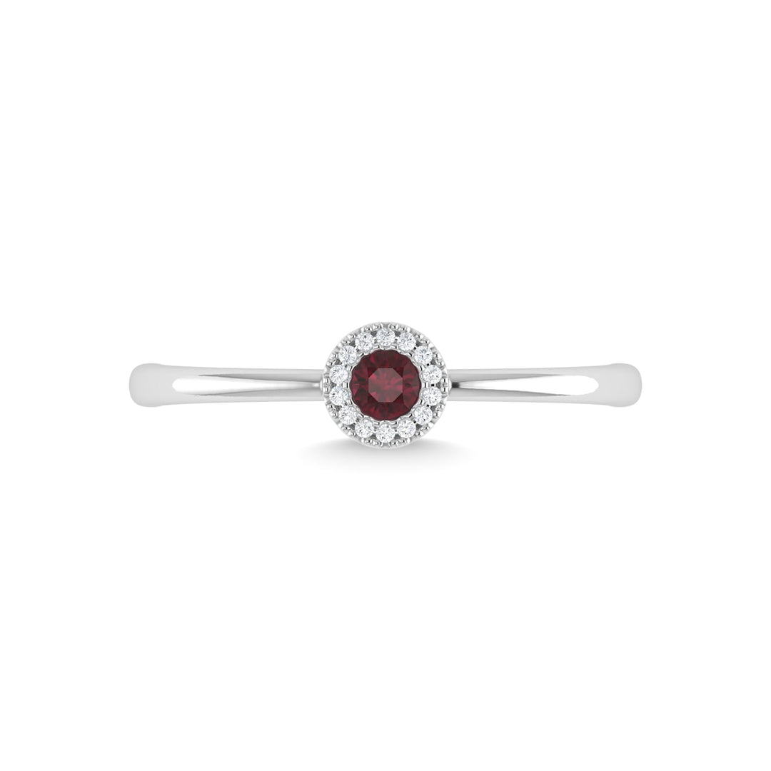 14K White Gold Ruby and Diamond 1/10 Ct.Tw. Fashion Ring